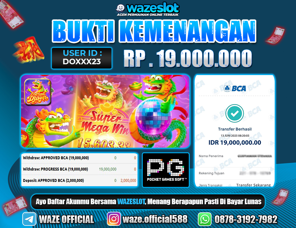 BUKTI KEMENANGAN 13 JUNI 2025 DI GAME FORTUNE DRAGON