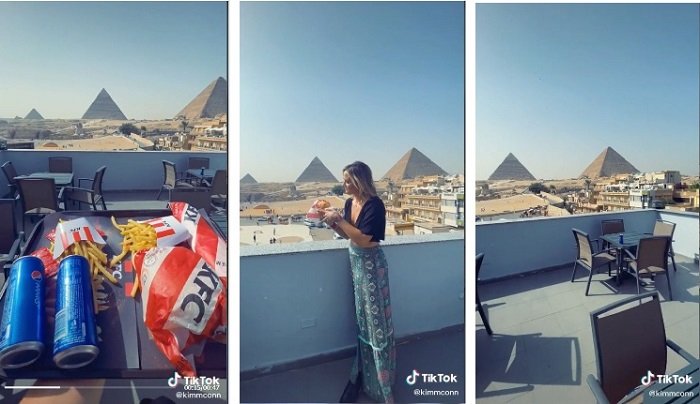 Kimmie Conner, TikTokers yang baru-baru ini membagikan tips cerdiknya untuk mendapatkan pemandangan terbaik Piramida Giza di Mesir.