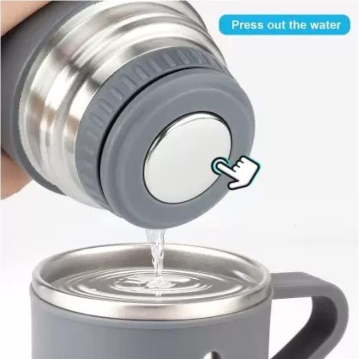 Stainless Steel Vacuum Flask Set with 3 Steel Cups Combo for Coffee Hot Drink and Cold