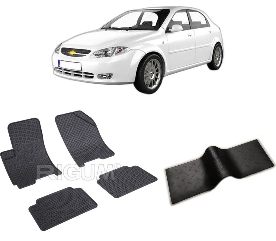 Set covorase auto CHEVROLET LACETTI din 2004-2011, cu covoras tunel median, CAROSERIE HATCHBACK, Presuri cauciuc 100%, compatibil cu autoturismul CHEVROLET LACETTI, Rigum