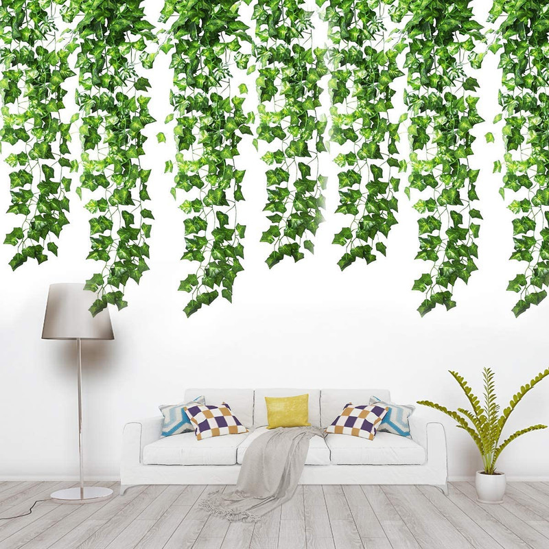 1pcs Artificial Fake Hanging Vine Plant Leaves Garland Home Garden Wall  Decoration Green -  Sweden