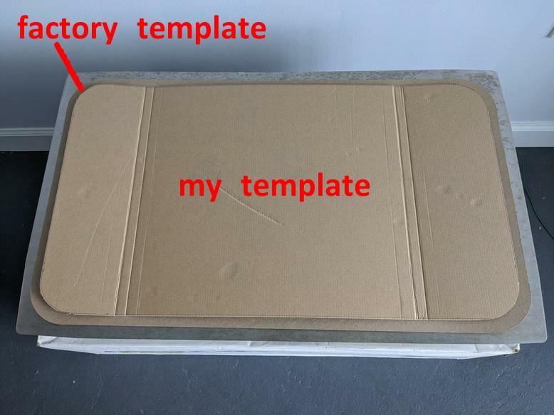 making a cardboard template for bathroom sink cutout