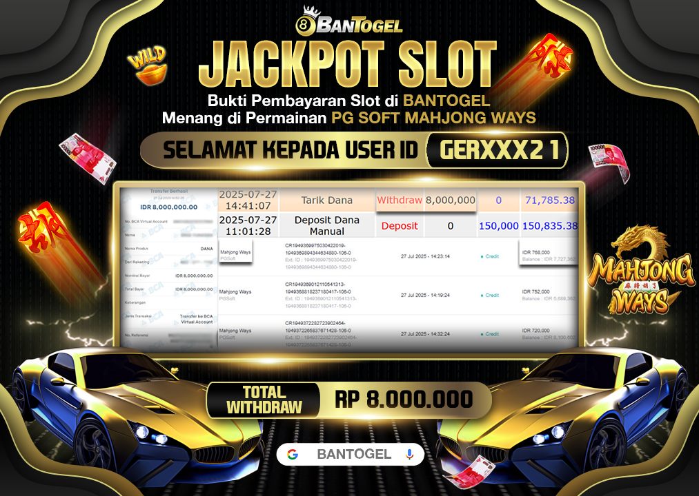BUKTI JACKPOT LUNAS BANTOGEL