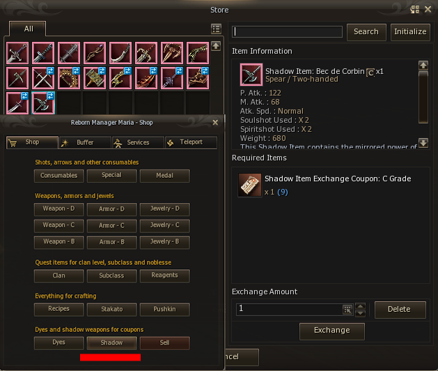 Shadow C Grade Weapons