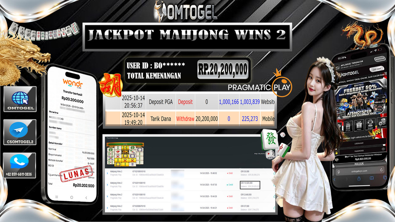 OMTOGEL JACKPOT PGSOFT MAHJONG WAYS 2 20 JUTA DI BAYAR LUNAS ,-