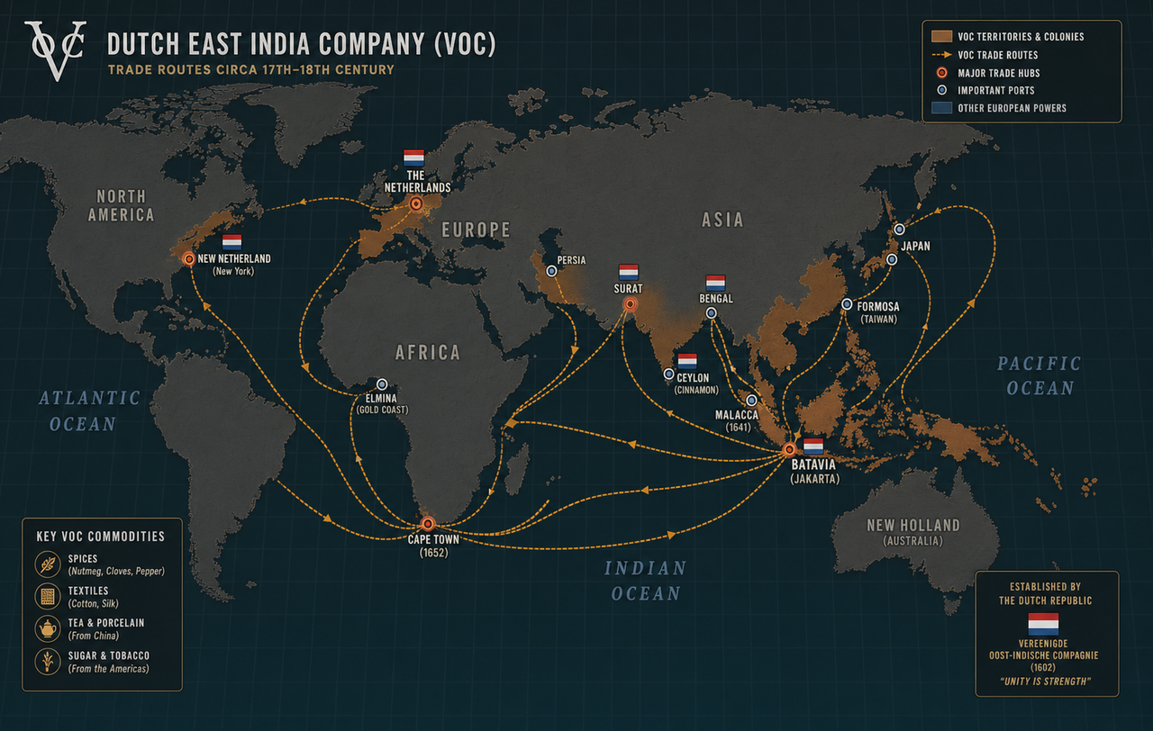 A Companhia das Índias Orientais holandesa — o maior conglomerado comercial do século XVII, que dominou rotas e territórios sem precisar do maior exército do mundo.