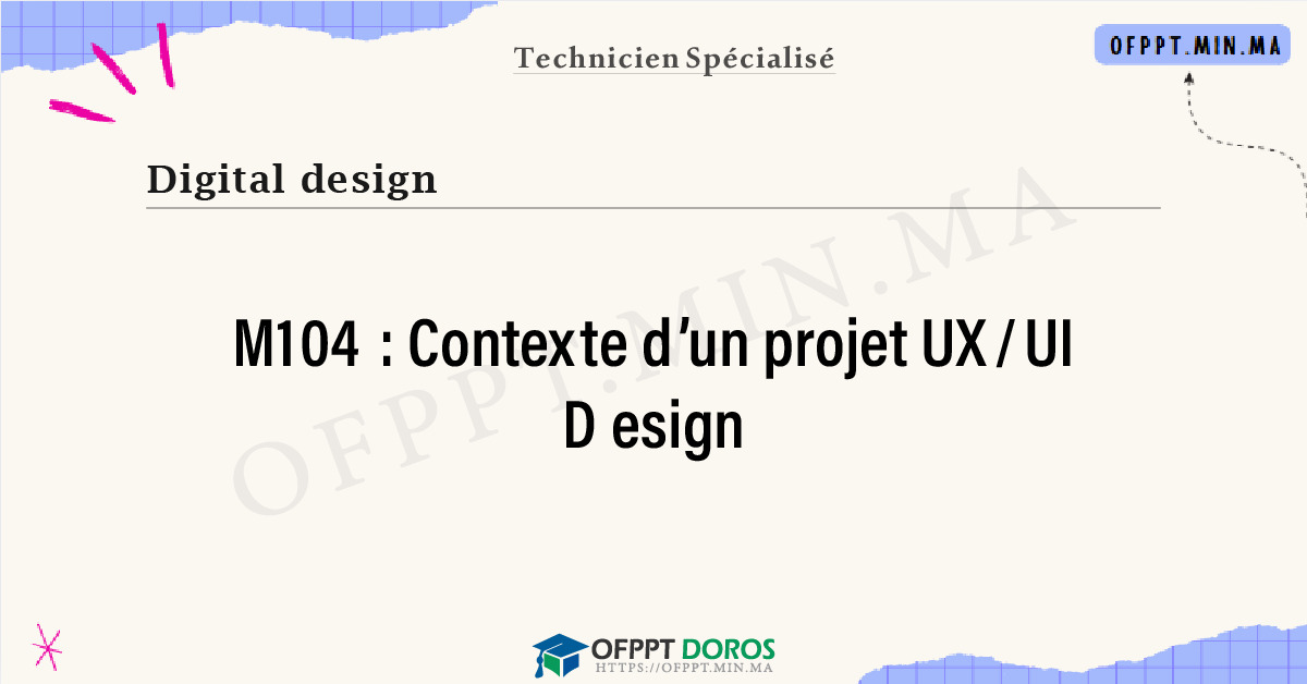 Sommaire détaillé du cours Contexte d’un projet UX/UI Design M104 OFPPT - Structure du module