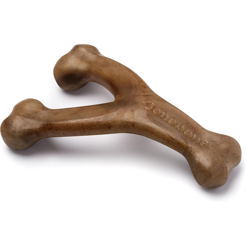 Benebone Wishbone Durable Dog Chew Toy Real Bacon Medium