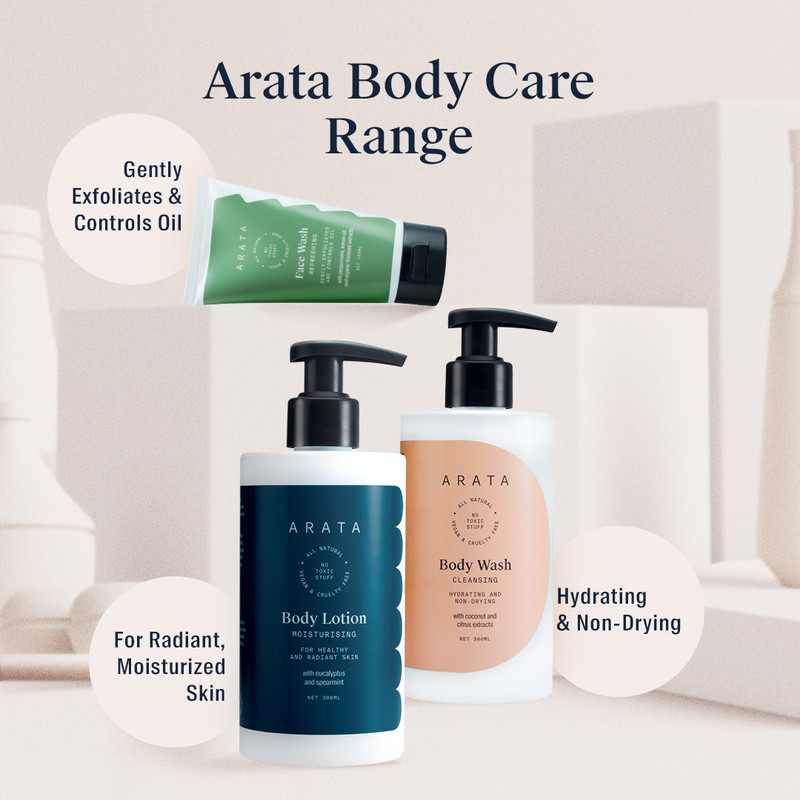 Arata Natural Bath Essentials with Cleansing Shampoo & Body Wash