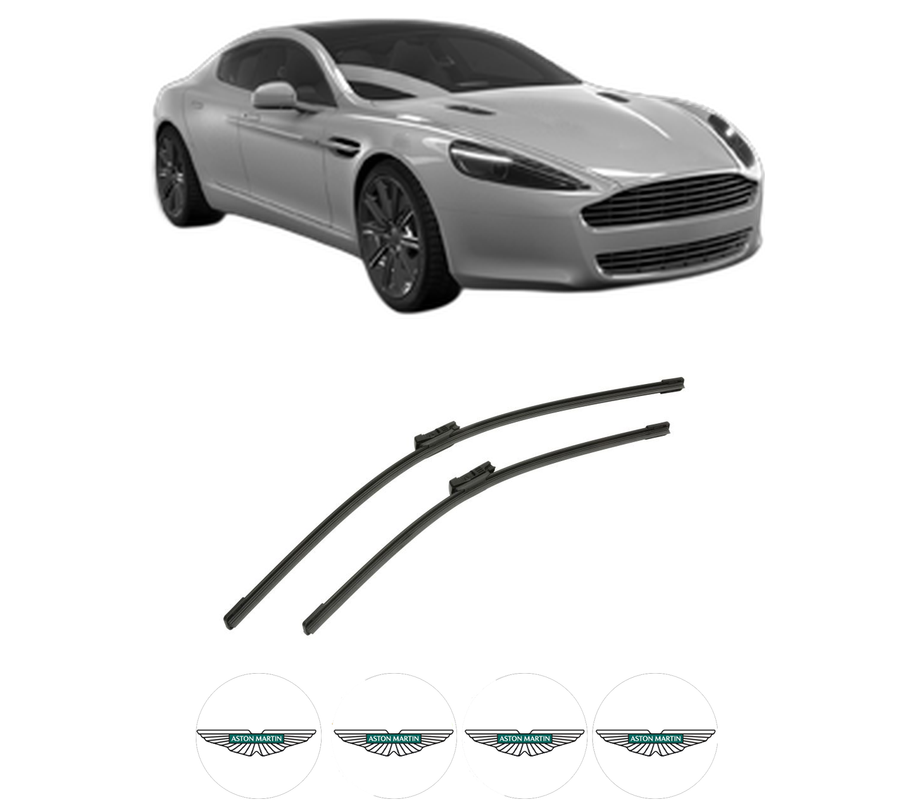 Set stergatoare auto ASTON MARTIN RAPIDE din 2010-2014, pentru parbriz auto, 2 bucati, Bosch Aerotwin, din cauciuc siliconat rezistent, 4 Stickere Auto ASTON MARTIN