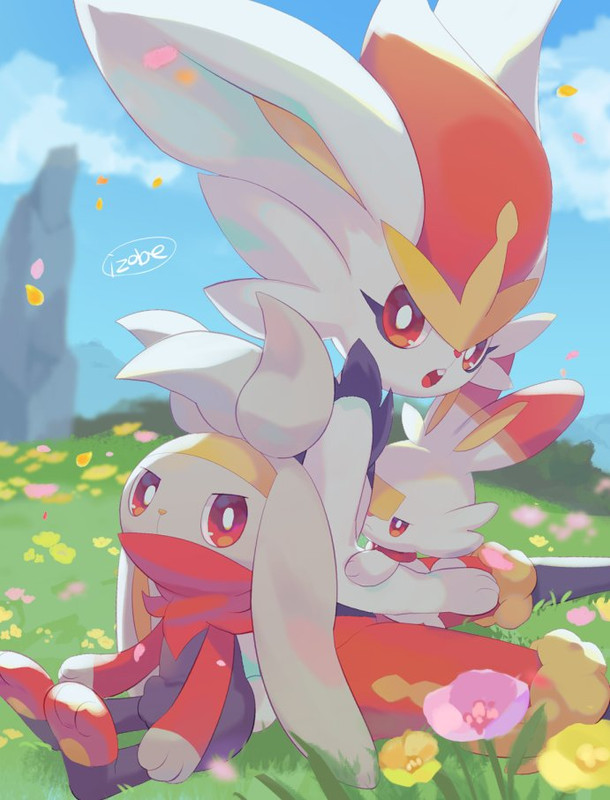 scorbunny-cinderace-and-raboot-pokemon-d