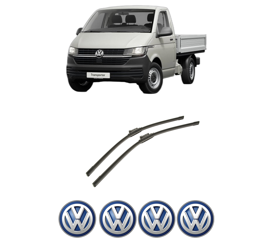 Set stergatoare auto Volkswagen TRANSPORTER T5 Platform/Chassis (7JD, 7JE, 7JL, 7JY, 7JZ, 7F din 2003-2015, pentru parbriz auto, 2 bucati, Bosch Aerotwin, din cauciuc siliconat rezistent, 4 Stickere Auto Volkswagen