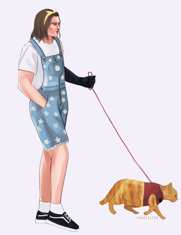 Bucky walking Goose