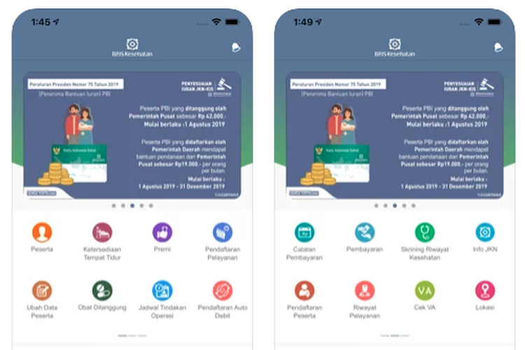 Tampilan aplikasi Mobile JKN di iOS.