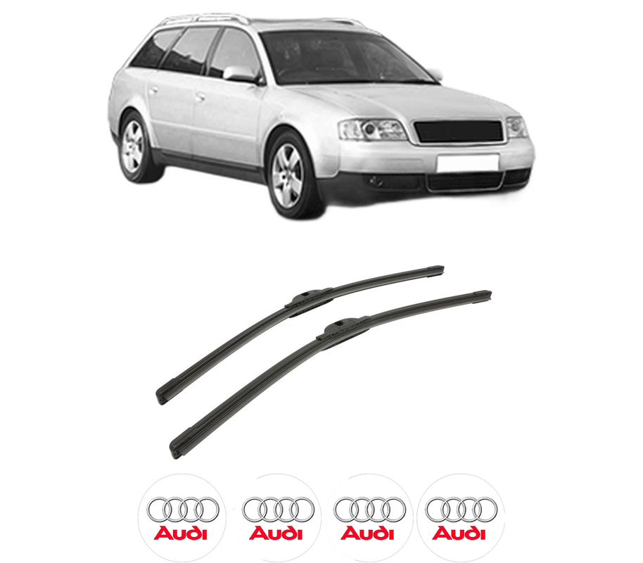 Set stergatoare auto AUDI A6 C5 Avant (4B5, 4B6) din 1997-2005, pentru parbriz auto, 2 bucati, Bosch Aerotwin, din cauciuc siliconat rezistent, 4 Stickere Auto AUDI