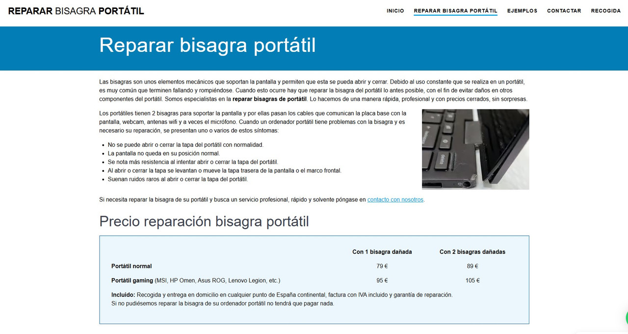 Reparar bisagra portátil
