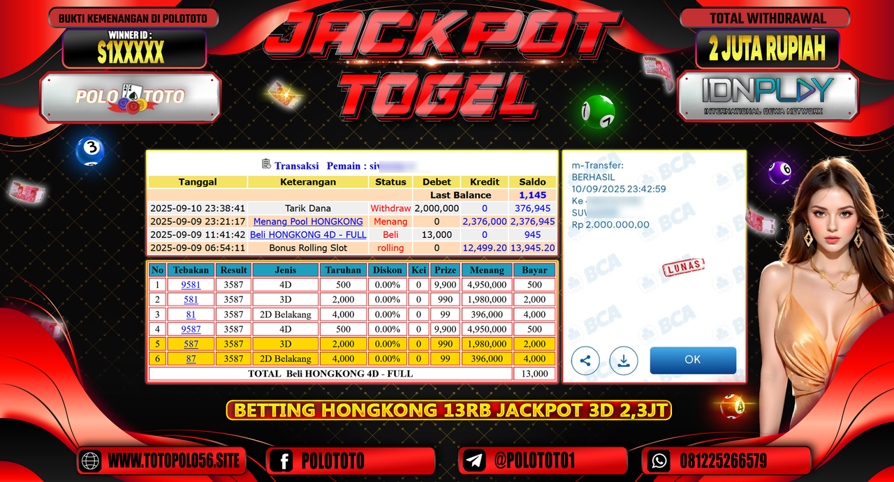 POLOTOTO JACKPOT TOGEL HONGKONG LOTTO Rp.2.000.000,-