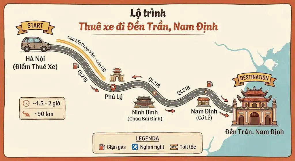 Lộ trình đi Đền Trần