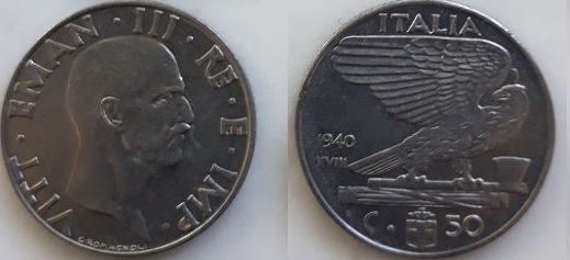 Monedas de la 2ª Guerra Mundial. El Reino de Italia 50-c-it-1940