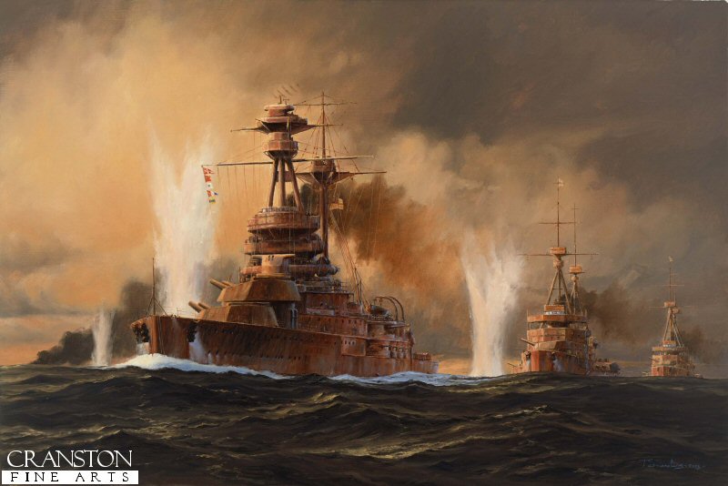 El HMS Royal Oak durante la Batalla de Jutlandia
