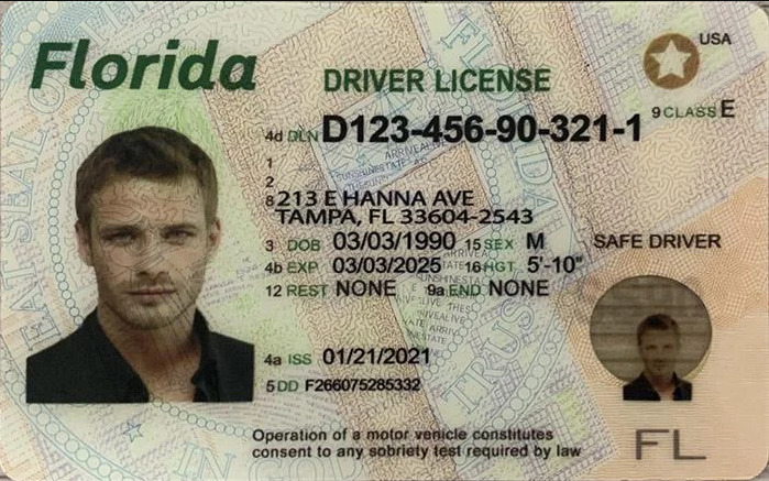Florida FL DMV Driver License and Non driver Fake Identification Card