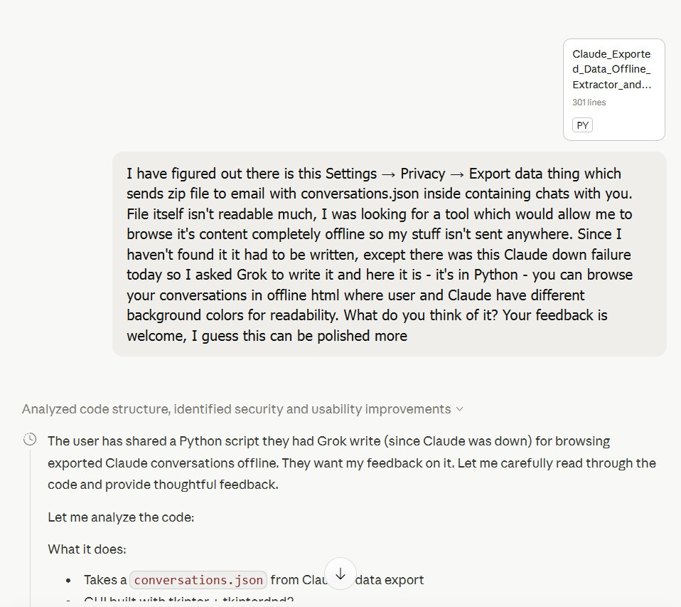 Claude Exported Data Offline Extractor and Browser Train Of Thought 02