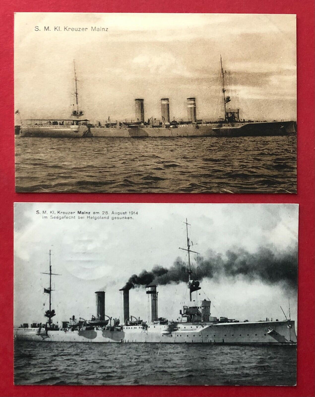 2 x AK Kriegsmarine 1915 S. M. Kl. Kreuzer Mainz ( 95752