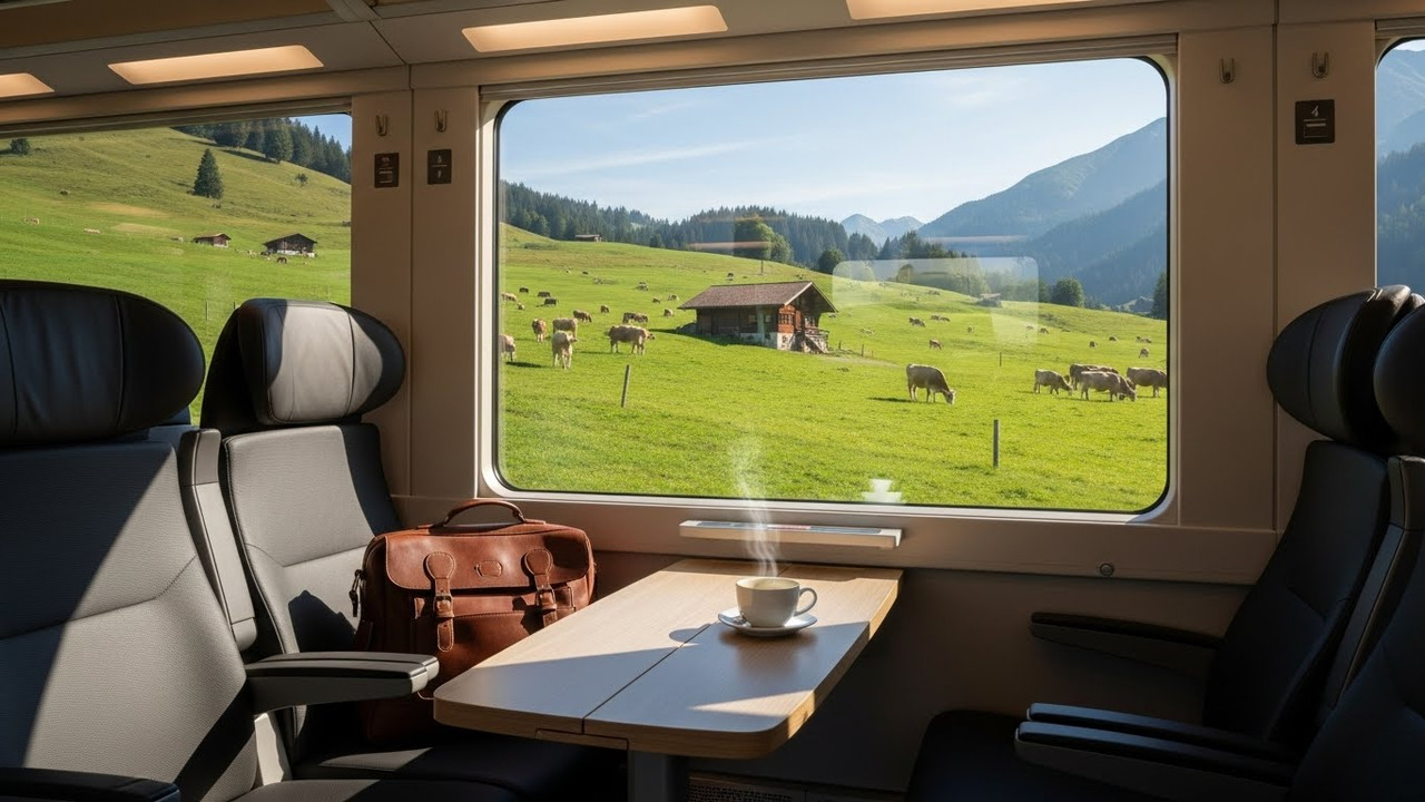 Paisagem de despedida dos Alpes Suíços