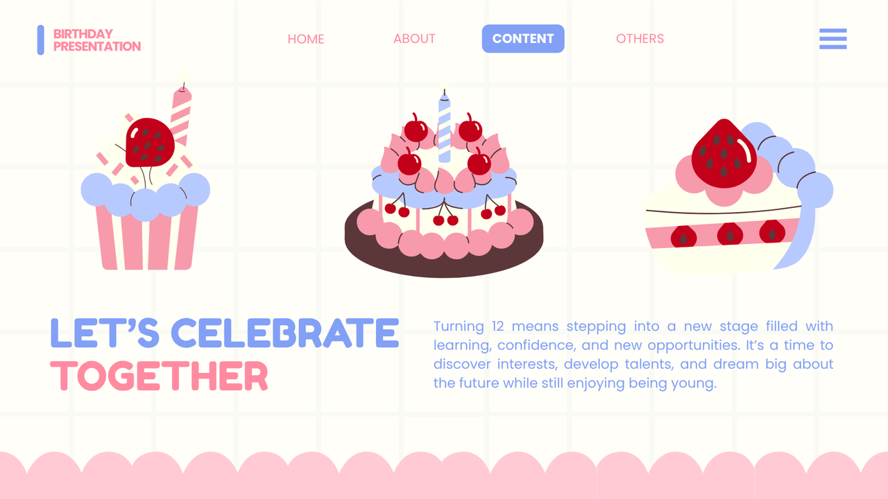 Blue and Pink Illustrative Playful Birthday Presentation