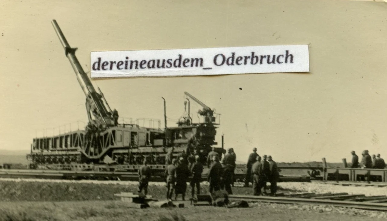A9 Foto WH Eisenbahnbatterie Eisenbahngeschütz 38 cm Kanone Siegfried Feuerkampf