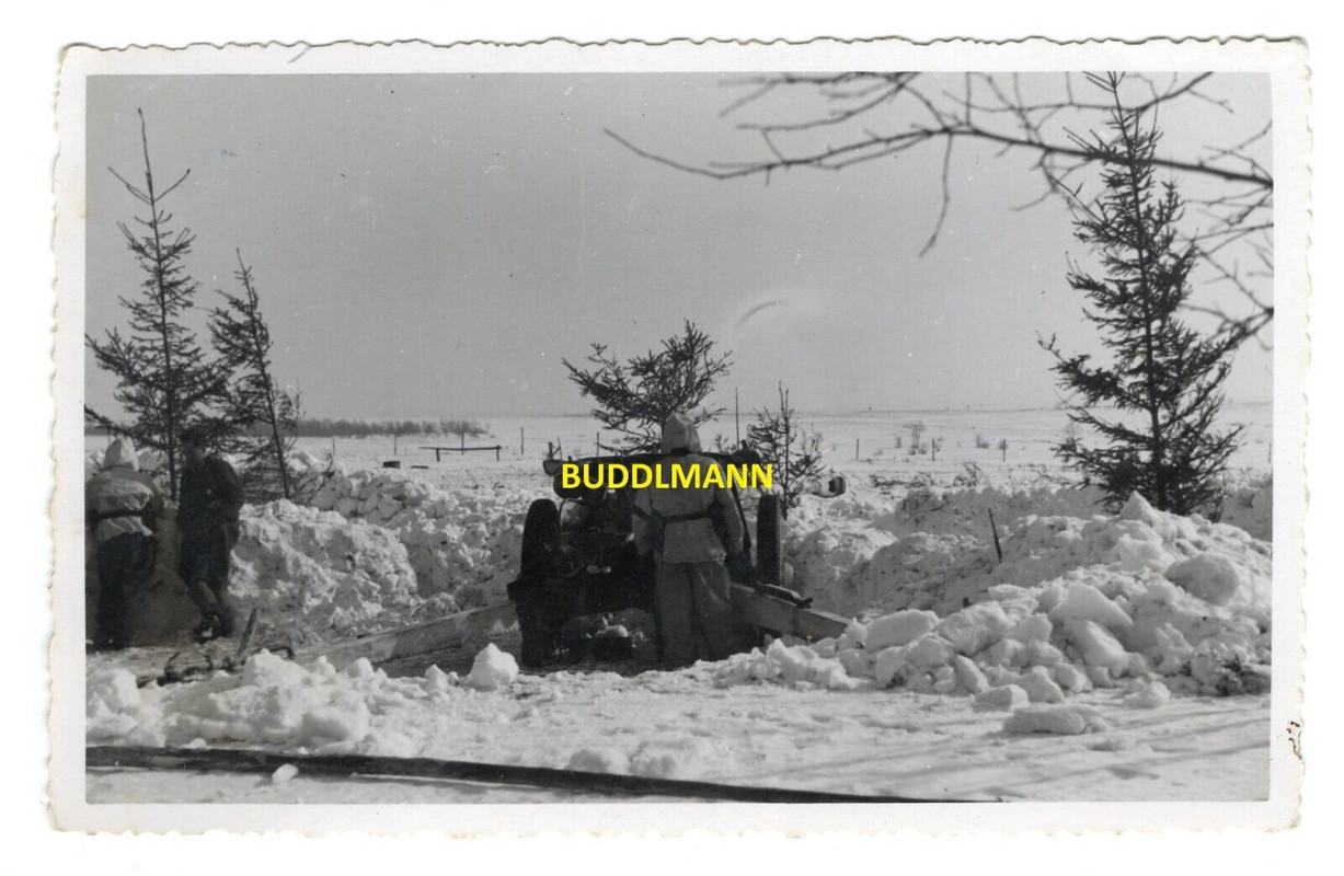Foto Wehrmacht Panzerjäger mit erbeutetem Geschütz Fedoriwka 7,62cm Pak