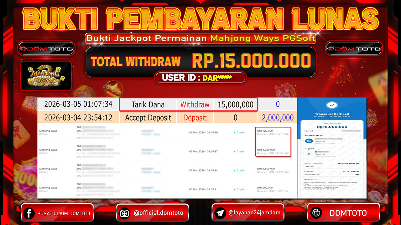 JACKPOT SLOT Mahjong Ways PGSoft 05 MARET 2026