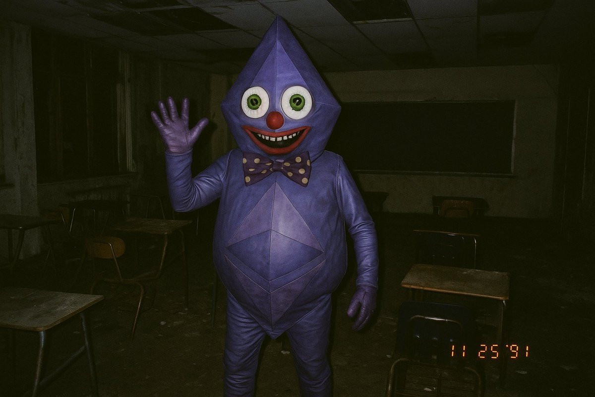 Spooky Mr Etherium character with purple glow