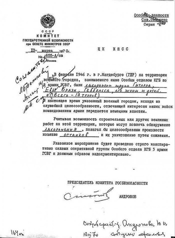 Операция «Архив»: как поступил Юрий Андропов с останками Гитлера Операция «Архив»: как поступил Юрий Андропов с останками Гитлера