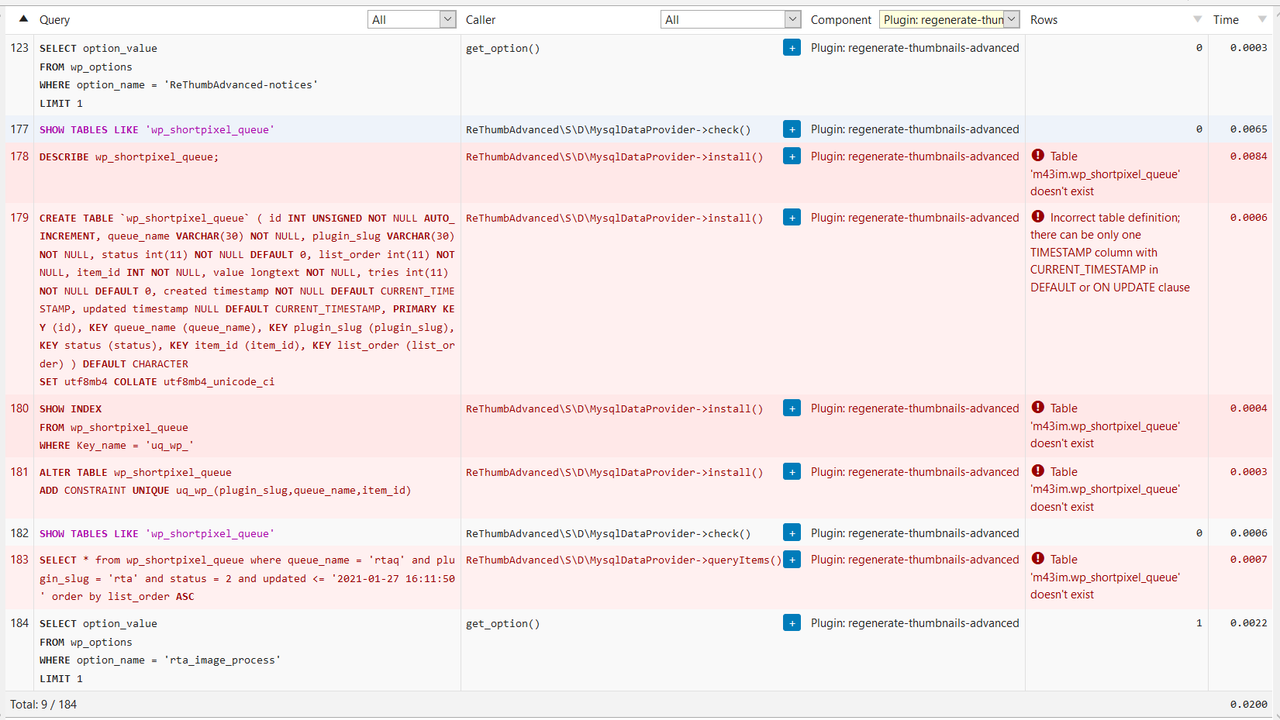 Error Log