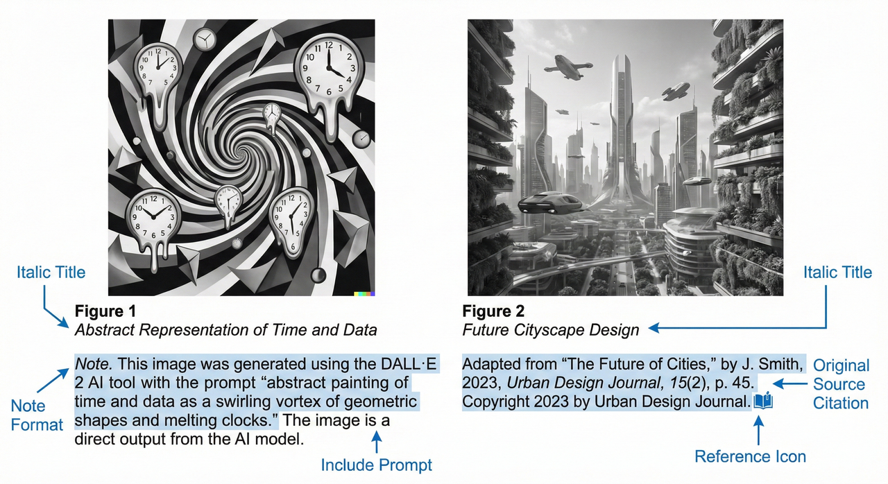 Example layout for citing a reproduced AI image