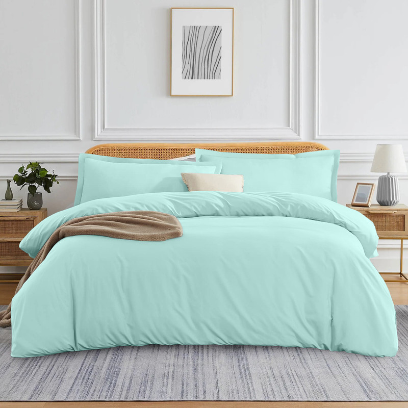 Picture of 1000 TC 100% Egyptian Cotton Duvet set Zipper Closur Ultra Soft Durable and Fade Resistant Color Aqua Blue Solid size Full