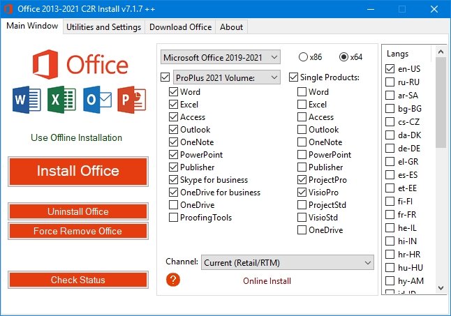 Office 2013-2021 C2R Install / Install Lite 7.3.2b + +