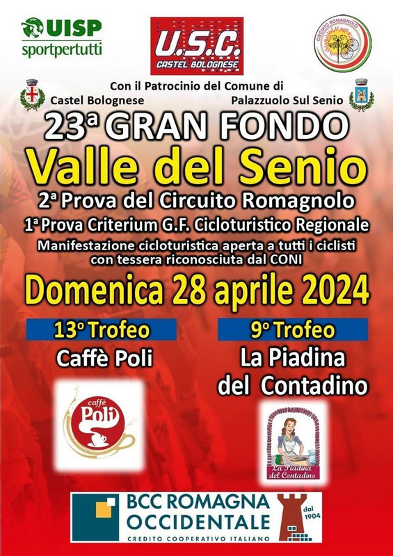 23° Gran Fondo Valle Del Senio, Domenica 28 aprile 2024 a Castel Bolognese