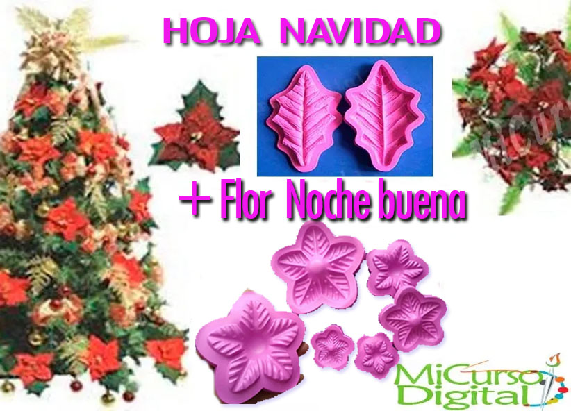Troquel Para Foamy Navidad hoja grande y flores para Manualidad 8pz