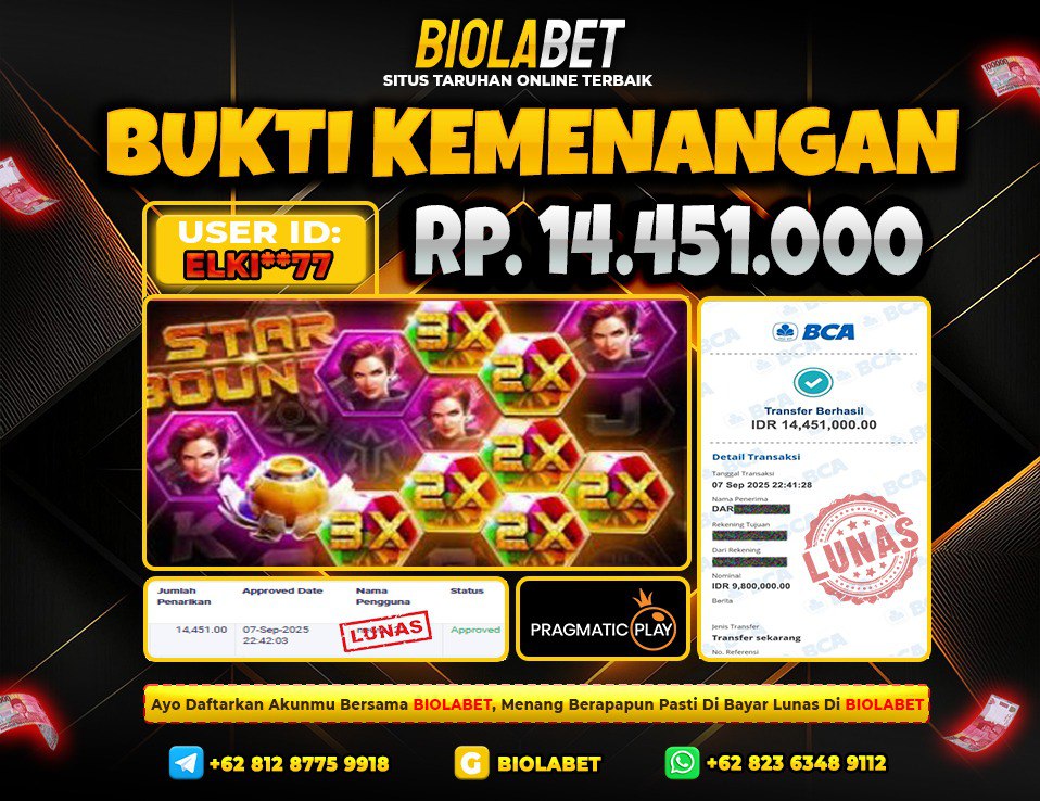 BIOLABET JACKPOT Pragmatic Play Rp.14.451.000.,- LUNAS