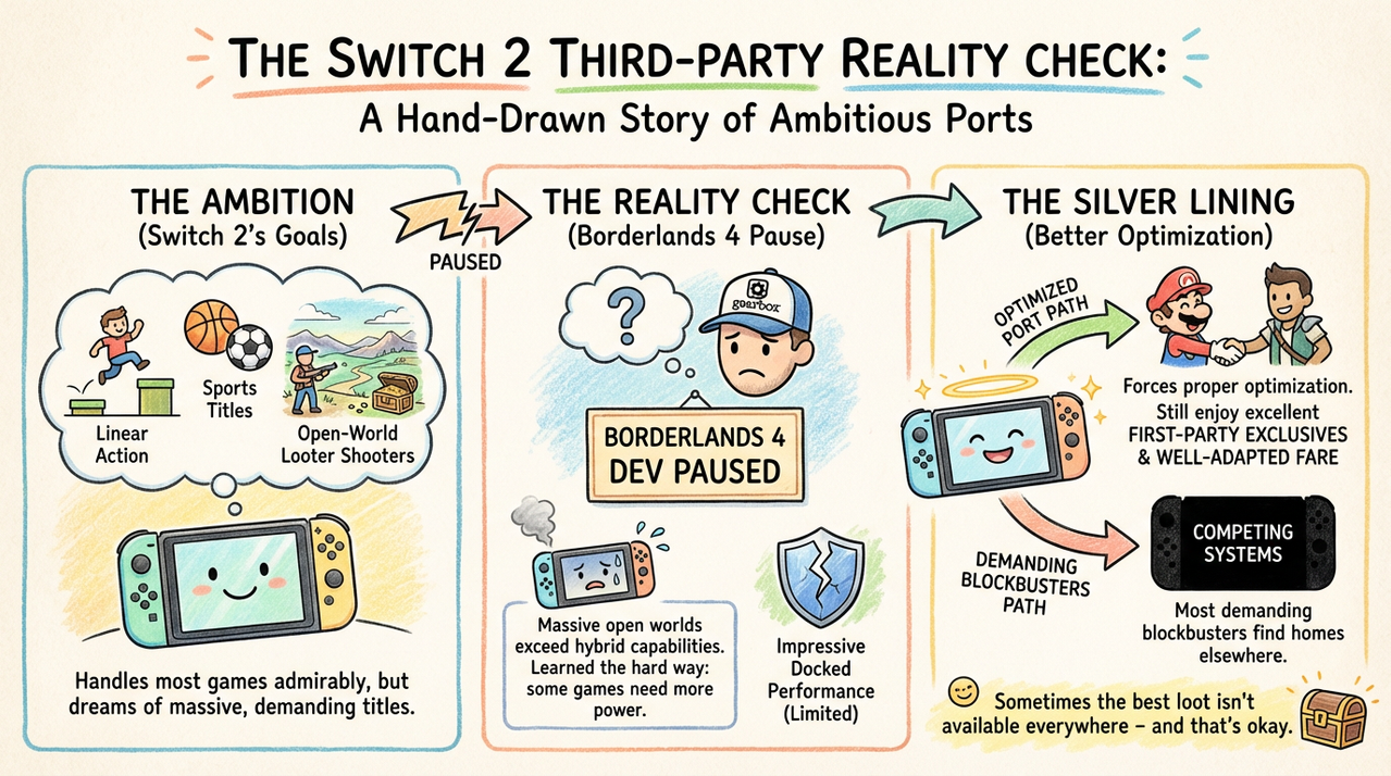 Borderlands 4 Switch 2 Port Officially Paused - What Happened to the Hype? 1 Sci-fi looter shooter gameplay with colorful weapons representing Borderlands action