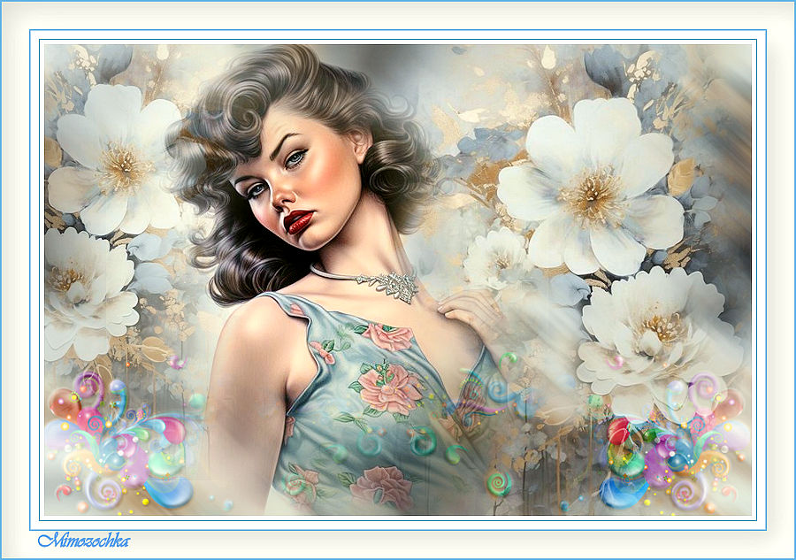 Цветы и девушка ретро.
