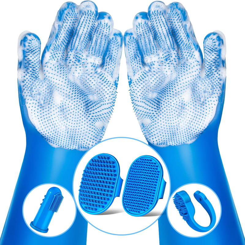 6PCS Dog & Cat Grooming Bath Gloves and Brushes Kit