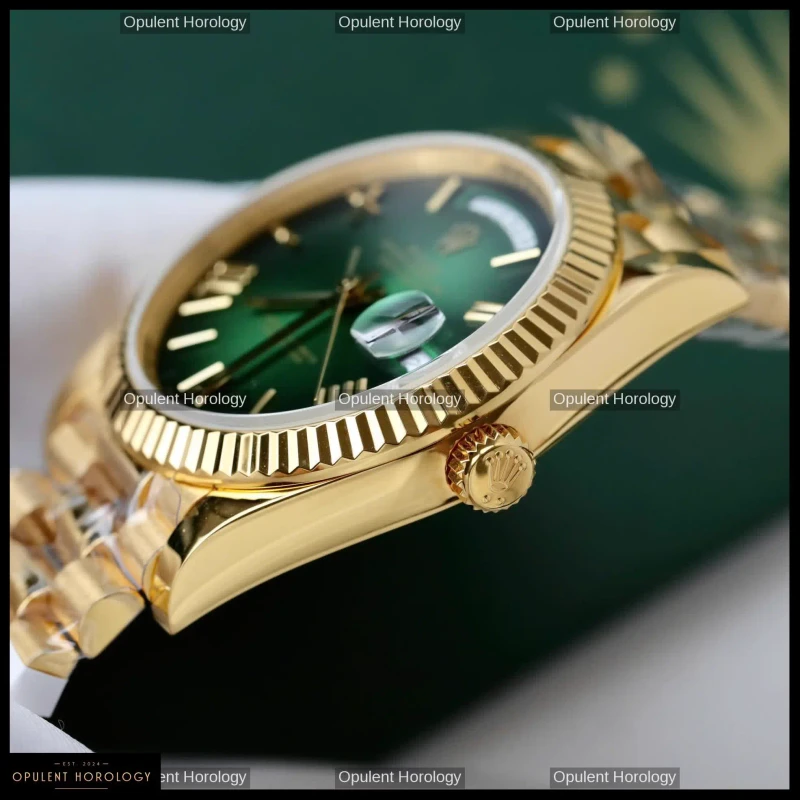 Rolex Day-Date 40 Ombre Green Dial Gold Plated President Automatic