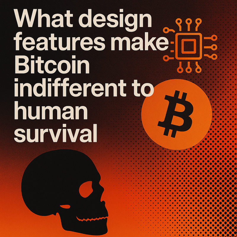 What design features make Bitcoin indifferent to human survival