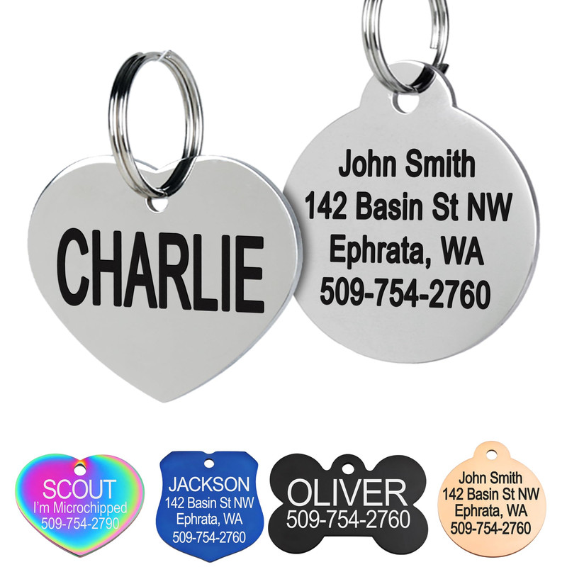 GoTags Stainless Steel Personalized Pet ID Tag Heart