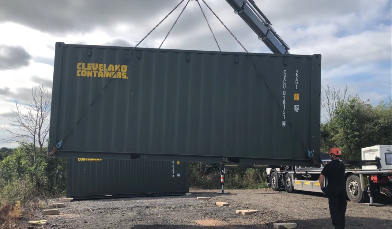 Shipping truck with shipping storage containers from Cleveland Containers