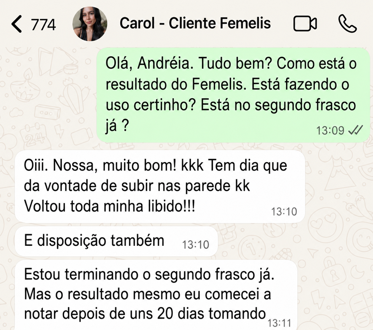 Print WhatsApp cliente FEMELIS