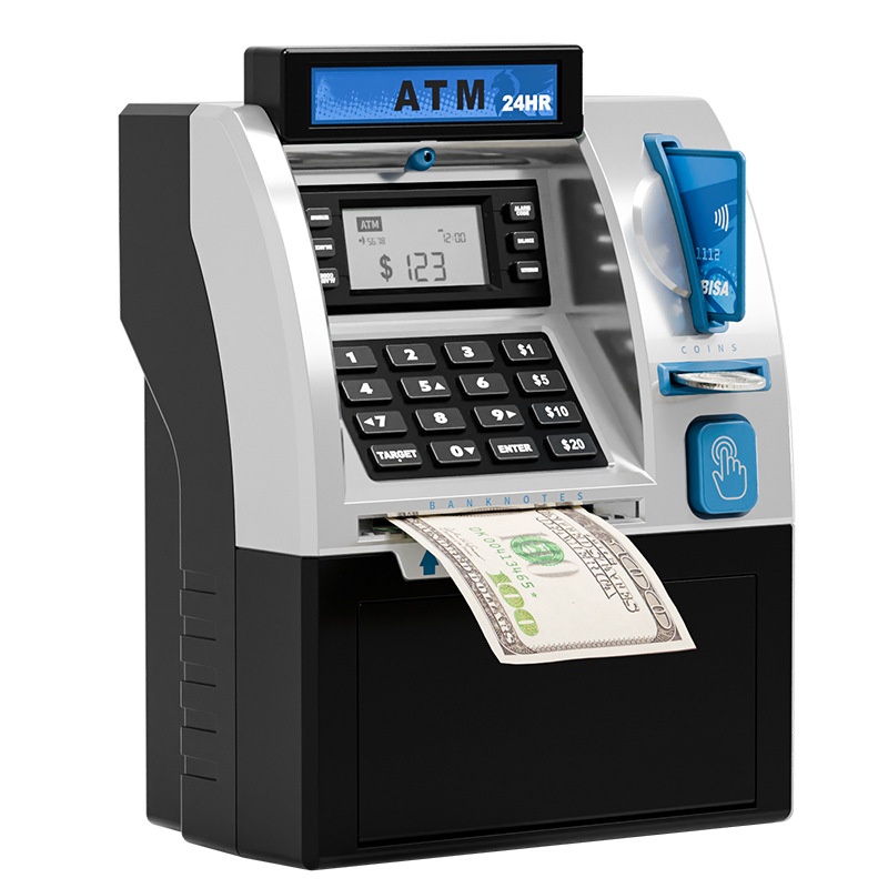 Kids ATM Savings Bank - Electronic Piggy Bank with Debit Card, PIN(black)